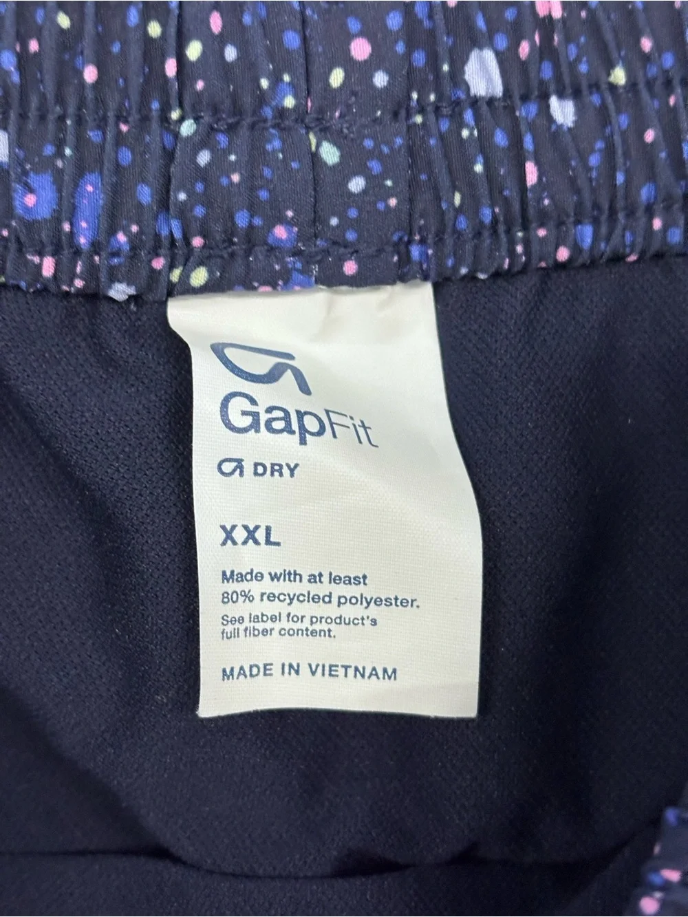 GapFit Athletic Shorts Girls  XXL Navy Blue Multi Color Paint Splatter Pockets